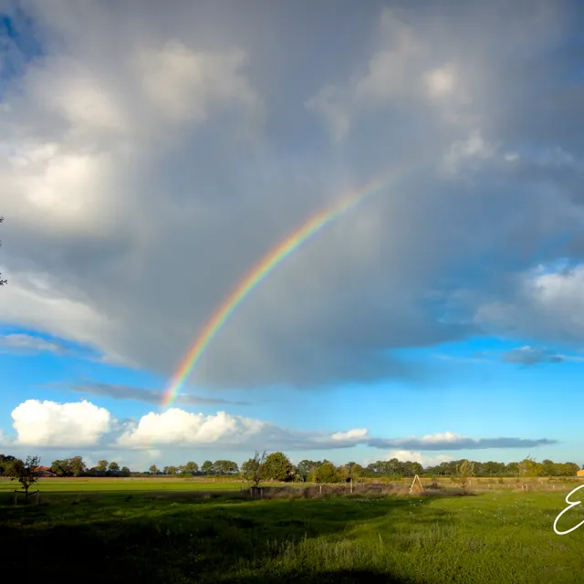 Regenboog bij de boerderij