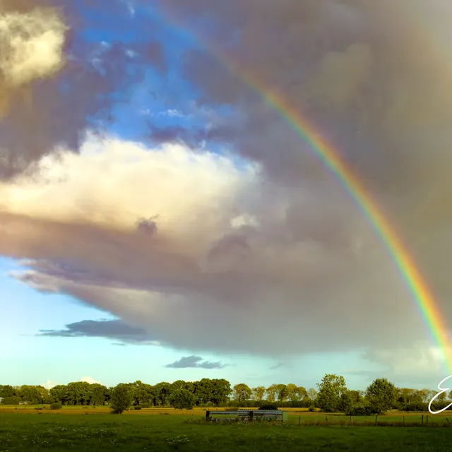 Regenboog onder de regenwolk